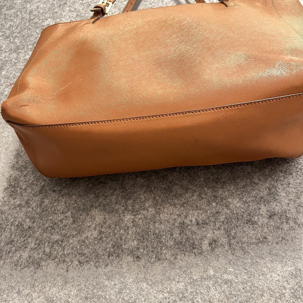 Tory Burch Bag Womens Size Large Brown Leather Tote Shoulder Purse Zip Logo - Picture 8 of 16